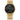 Citzen Eco-Drive watch, gold-tone stainless steel, black dial, gold tone hands