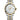 Longines stainless steel and 18 karat yellow gold cap watch , white mother-of-pearl dial, diamond indexes, gold hands