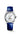 Longines watch, stainless steel case, 34mm round, white mother-of-pearl dial, moonphase, diamond indexes, with a blue alligator strap