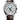 Longines round 40 mm stainless steel watch, silver dial, painted Arabic numerals with blue hands, day, date and moon phase