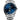 Longines watch, stainless steel 40 mm case, blue round dial, diamond indexes, moon-phase, silver hands