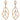 14K Rose Gold Leaf Design Dangle Earrings