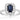 14K White Gold Emerald Cut Sapphire with Round Diamonds Halo Ring 