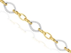 14K Yellow Gold Alternating Diamond Bracelet 