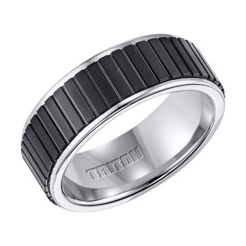 Triton Gents 8mm Black and White Tungsten Carbide Comfort Fit Band 11-4317MC-G.00