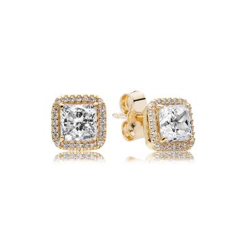 Pandora TIMELESS ELEGANCE STUD EARRINGS IN 14K GOLD WITH CLEAR CZ - 250327CZ