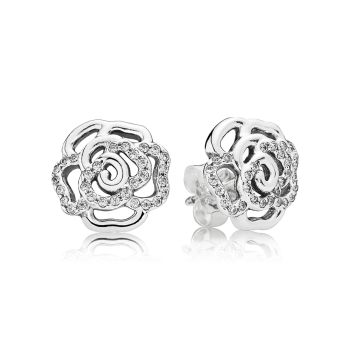 Pandora Shimmering Rose Stud Earrings, Clear Cubic Zirconia 290575CZ