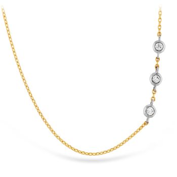 0.05 ctw. HOF Signature Off-Set Triple Bezel Necklace in 18K Rose Gold w/Platinum