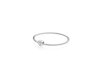 Pandora Moments Silver Bangle Bracelet, Logo Heart Clasp 596268