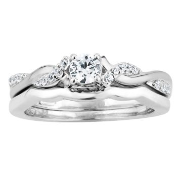 10k White gold diamond bridal set BS1827-W1Q37-O