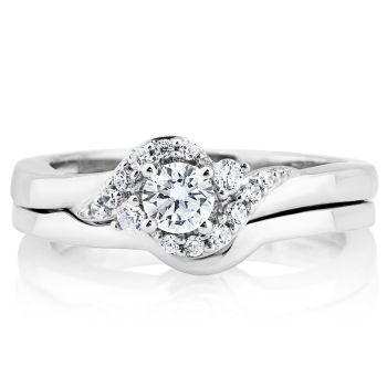 10k White gold diamond bridal set BS1838-W1Q37-O