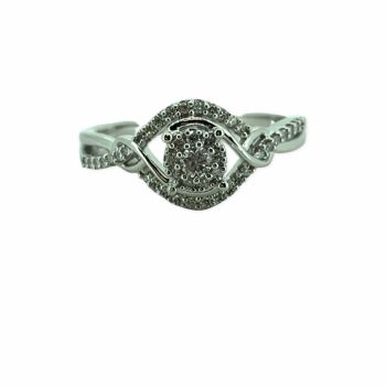 10KT White Gold 0.25CTW Round Cluster Diamond Promise Ring