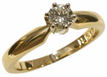 14K Yellow Gold 0.25 carat Round Diamond Solitaire Engagement Ring