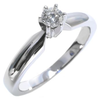 14K White Gold 0.16 Carat Diamond Solitaire Engagement Ring