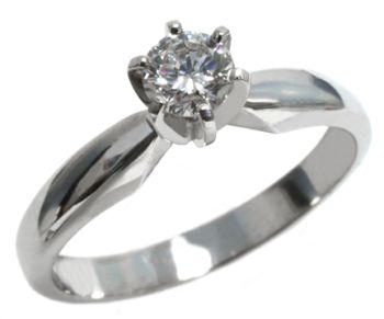 14K White Gold 0.30 Carat Round Diamond Solitaire Engagement Ring