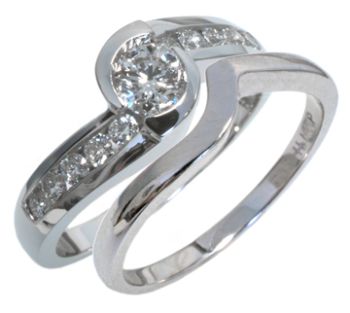 14K White Gold Diamond Bridal Round  Engagement Ring  HB2102