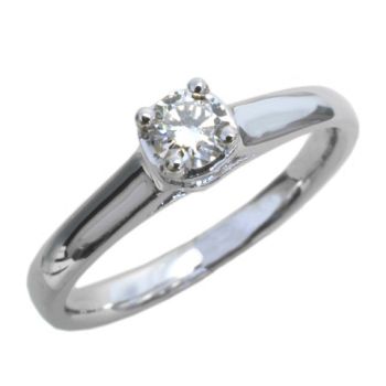 14K White Gold 0.20ct Round with 0.04 diamond accent Engagement Ring HB20992