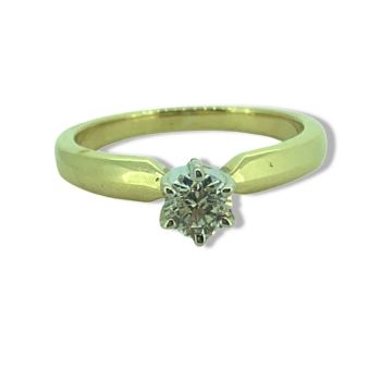 14KT Yellow Gold Round -0.26CTW Diamond Solitaire Ring