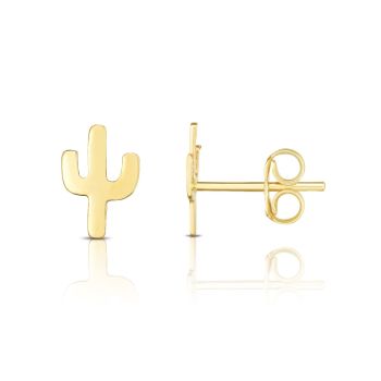 14kt Gold Yellow Finish 6.3x4.3mm Polished Post Cactus Earring with Push Back Clasp ER11384