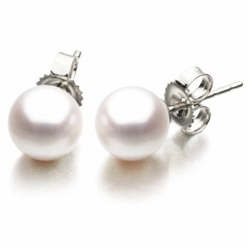14K White Gold Cultured Pearl Stud Earrings.  Choose from 8 sizes.