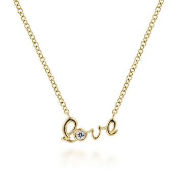 Gabriel & Co. - NK6406Y45JJ - 14K Yellow Gold Love Pendant Necklace with Diamond Accent