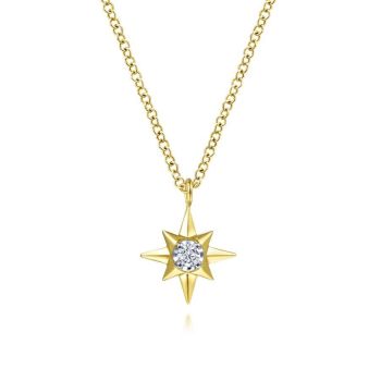 Gabriel & Co. - NK6484Y45JJ - 14K Yellow Gold Diamond Star Pendant Necklace