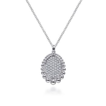 Gabriel & Co. - NK6534SVJWS - 925 Sterling Silver White Sapphire Pave' Center and Bujukan Bead Frame Pendant Necklace