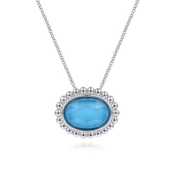 Gabriel & Co. - NK6536SVJXT - 925 Sterling Silver Rock Crystal and Turquoise Pendant Necklace
