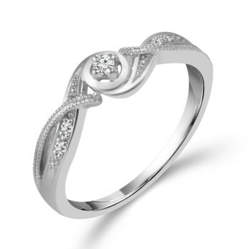 3qtr 14K White Gold Promise Ring featuring 0.07cttw Diamonds RP-0136TPA66W4