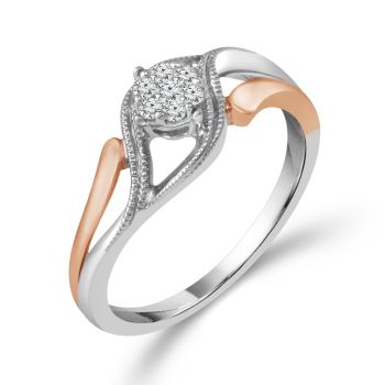 3 quarter view 14K White and Rose Gold Promise Ring featuring 0.10cttw Diamonds RP-0349TPA66T4