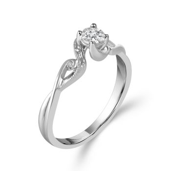 Three Quarter View Sterling Silver Promise Ring featuring 0.05cttw Diamonds RP-0900TPA66SI