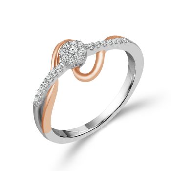 3/4 View 14K White and Rose Gold Promise Ring featuring 0.12cttw Diamonds RP-1286TPA66T4