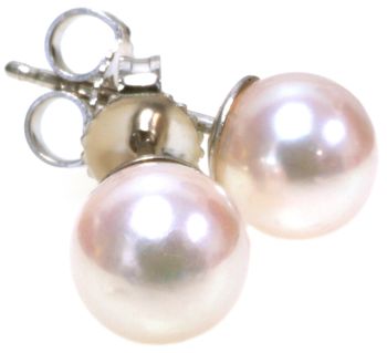6.5mm Pearl Stud Earrings in 14K White Gold 