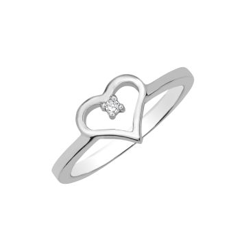 Sterling silver with 0.02ct round diamond heart ring HB20214DISS