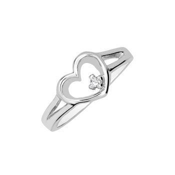 Sterling silver with 0.02ct round diamond heart ring HB14739DISS