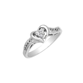 Sterling silver with 3 round 0.04cttw diamonds heart ring HB02501DISS