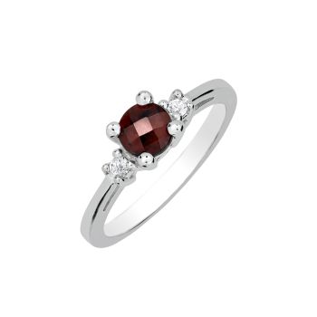 Sterling Silver Garnet and Diamond Ring HB20241GASS