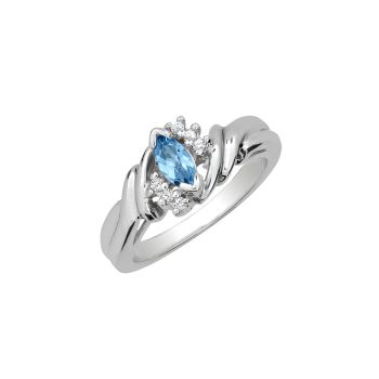 Sterling Silver Blue Topaz and Diamond Ring HB03124BTSS