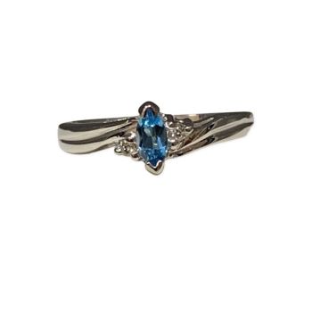Sterling Silver Blue Topaz Diamond Ring