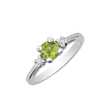 Sterling Silver Round Peridot and Diamond Ring HB20241PESS