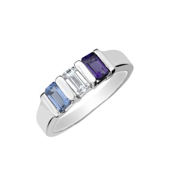 Emerald Cut Mother's Ring in Sterling Silver HB13388