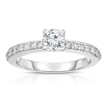 14K WHITE GOLD DIAMOND ENGAGEMENT RING WITH 0.35 CARAT TOTAL WEIGHT IJ COLOR SI2 CLARITY
