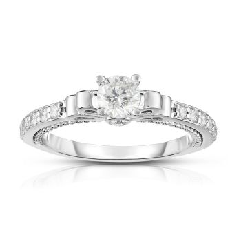 14K WHITE GOLD DIAMOND ENGAGEMENT RING WITH 0.28 CARAT TOTAL WEIGHT IJ COLOR SI2 CLARITY