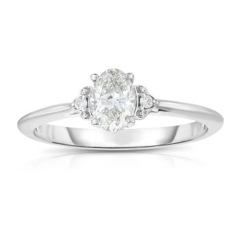 14K WHITE GOLD DIAMOND ENGAGEMENT RING WITH 0.04 CARAT TOTAL WEIGHT IJ COLOR SI2 CLARITY