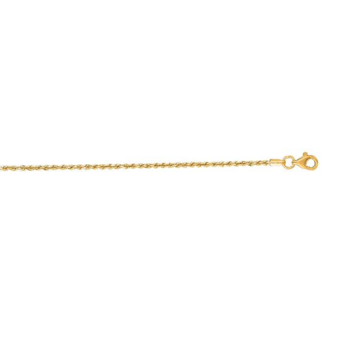 10k Yellow Gold 7 Inch Shiny Solid Diamond Cut Royal Rope Chain 012ROY-07 | Hannoush Jewelers