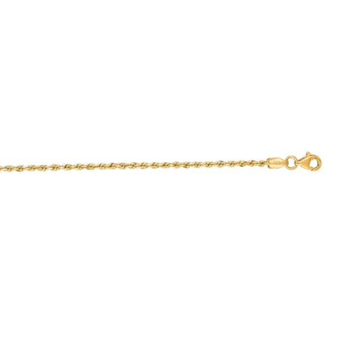 10k Yellow Gold Inch 2mm Diamond Cut Rope Anklet 014ROY- | Hannoush Jewelers