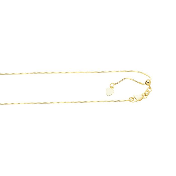 10K Yellow Gold Adjustable 22 inch Box Chain 015ABOX-22 | Hannoush Jewelers