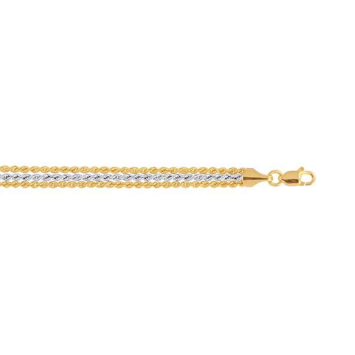 10kt Two Tone Gold 7.25 Inch Triple Strand Rope Bracelet 016HTR-0725 | Hannoush Jewelers