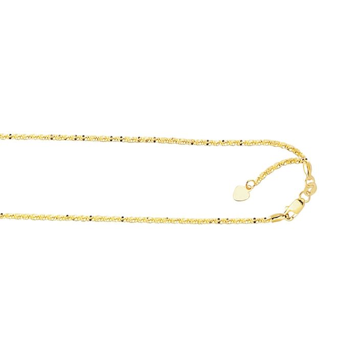 10K Yellow Gold 22 Inch Shiny Diamond Cut Sparkle Chain with Lobster Clasp 025ASC-22 | Hannoush Jewelers