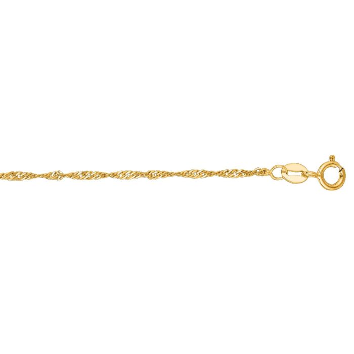 10k Yellow Gold 7 Inch Diamond Cut Singapore Chain Bracelet 025SING-07 | Hannoush Jewelers